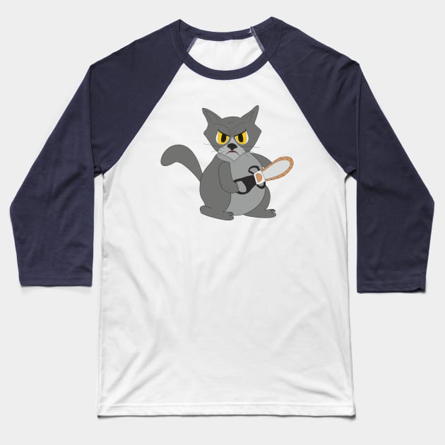 Cat with a chainsaw Baseball T-Shirt by Alekvik